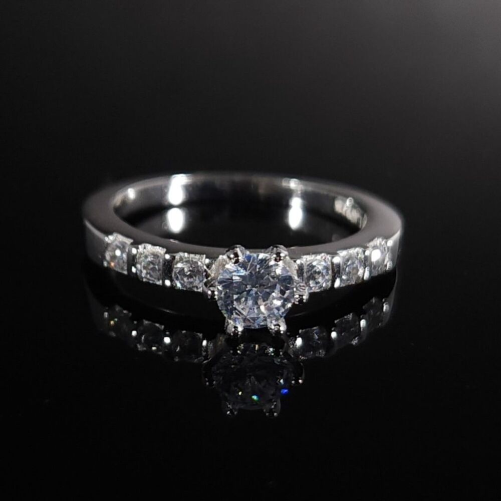 Simulated Diamond Ring in Sterling Silver Size 7